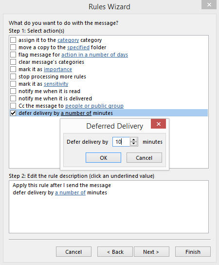 outlook delay delivery