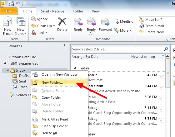 outlook email organize
